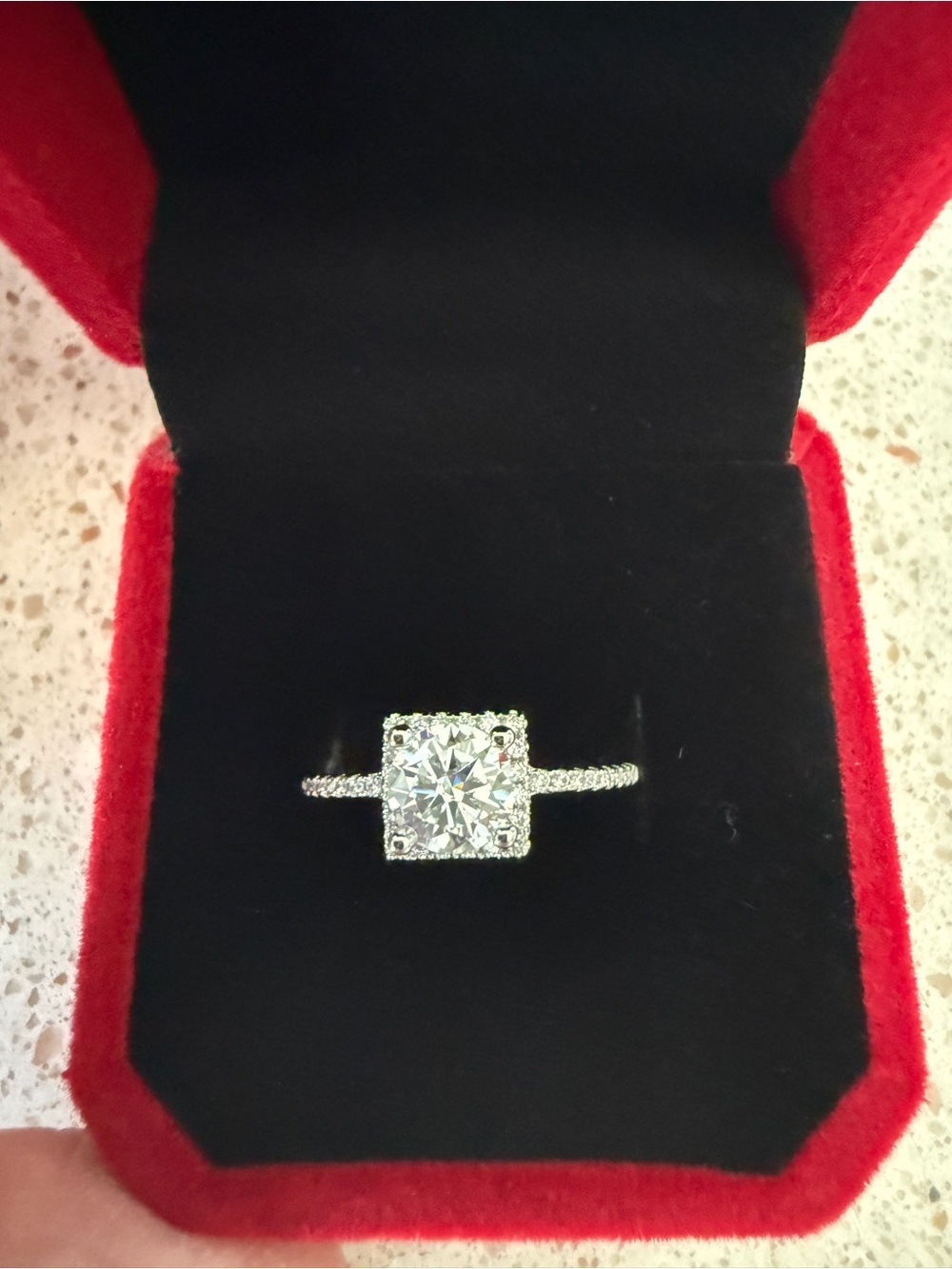 Elegant SilverToned Moissanite Solitaire Ring